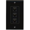 Wall Plate City 3 Port 3 CAT6 Wall Plate Black DecorZ
