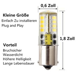 HRYSPN 1156 12 V Waterproof Bulb, 5 W Cool White 6000 K 500 LM for Boat, Outdoor Landscape Lighting, etc. (2 Pieces)