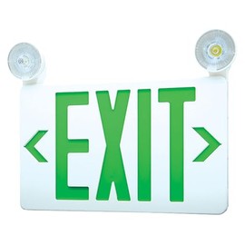 RP Lighting 12-Inch Green LED High Output Remote Capable Exit Emergency Combo Light, White