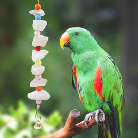 2 Pack Bird Chewing Toy, Parrot Beak Grinding Salt Block with Bells, Bird Cage Accessories, Cage Toys for Cockatiels Parakeets Parrot Budgies Rat Hamster Chinchilla Rabbit Bunny African Grey