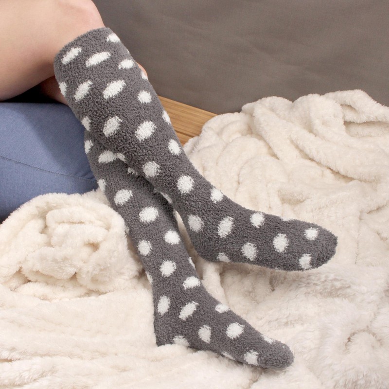 BambooMN Super Soft Warm Microfiber Fuzzy Knee High Striped Socks