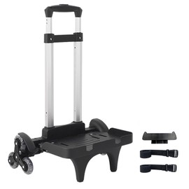Foldable Backpack Luggage Trolley – 3-Wheel Portable Rolling Cart with Strap & Edge Guard Base, Heavy Duty Aluminum Folding Hand Truck for Travel, Commuting, Utility, and Daily Use