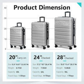 Krute Luggage 28 inch Suitcase with Spinner Wheels Hardside Checked Luggage with USB Charging Port & TSA Lock Lightweight Suitcases PC+ABS