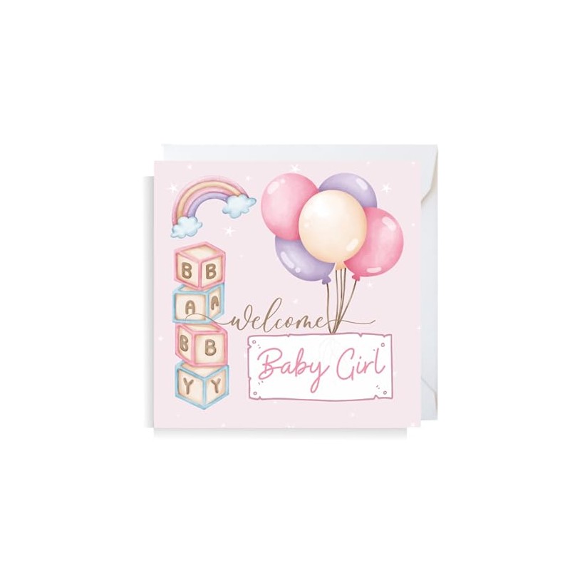 Second Ave Baby Girl Newborn Welcome Congratulations Square Card