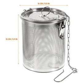 Hemoton Stainless Steel Tea Ball Infuser Large Capacity Tea Strainer Infuser Cooking Strainer Basket Seasoning Strainer with Extended Chain Hook for Brew Loose Leaf Tea, Silver 5.5x5.9inch