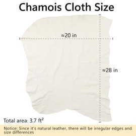 Car Chamois Cloth, Premium Shammy Cloth 20'' x 28'' (3.7 sq ft), Reusable Shammy Towel for Car, Real Leather Washing Cloth for Car Drying, Car, Truck, Motorcycle Cleaning, Window Glass Cleaning, Home