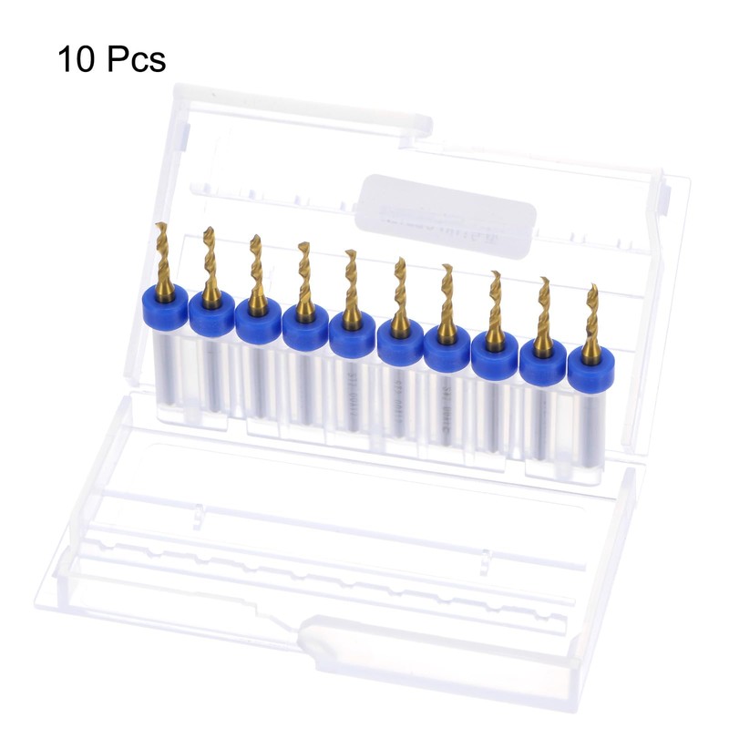 sourcing map 10pcs PCB Drill Bits 1/8" Shank 2mm Titanium