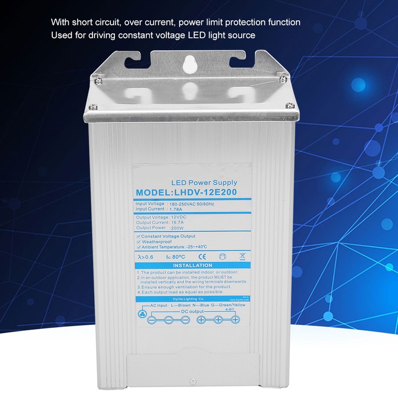 Rainproof Switching Power Supply Aluminum Alloy Material for LED Lights