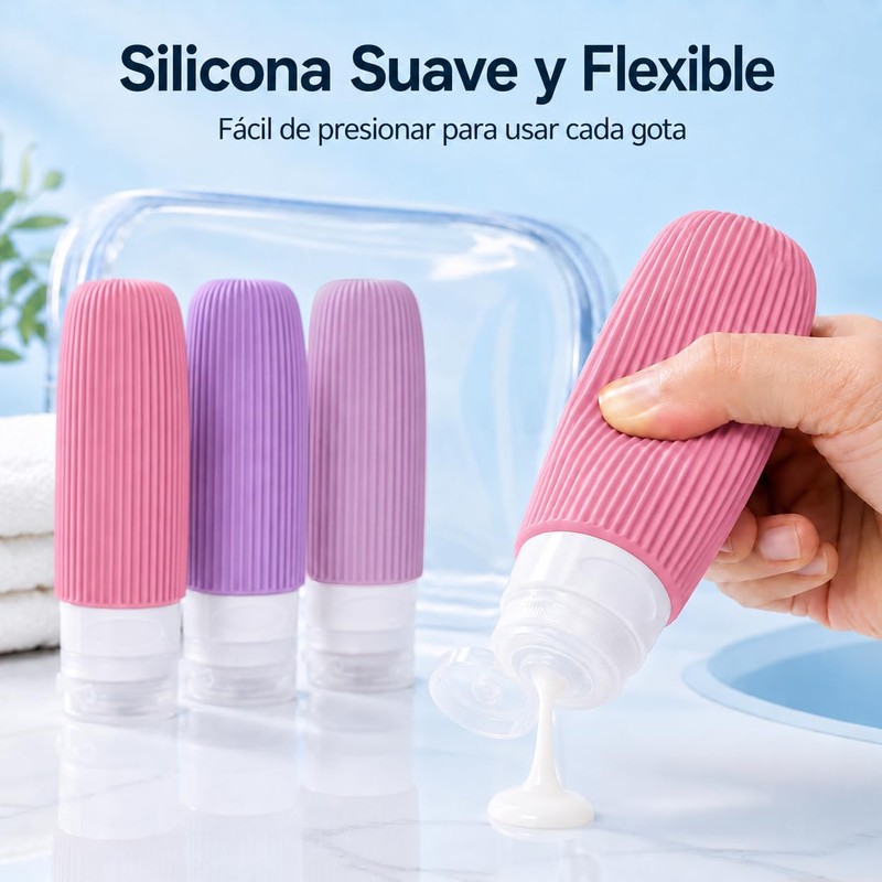 Kit de Viaje 8 Piezas Botellas de Silicona Envases para