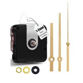 DEEWISH 12888 DIY Quartz Wall Clock Movement Set, Silent Mechanism Replacement Parts, Total Shaft Length 12.4 mm (31/64 Inch), (Golden A Hands)