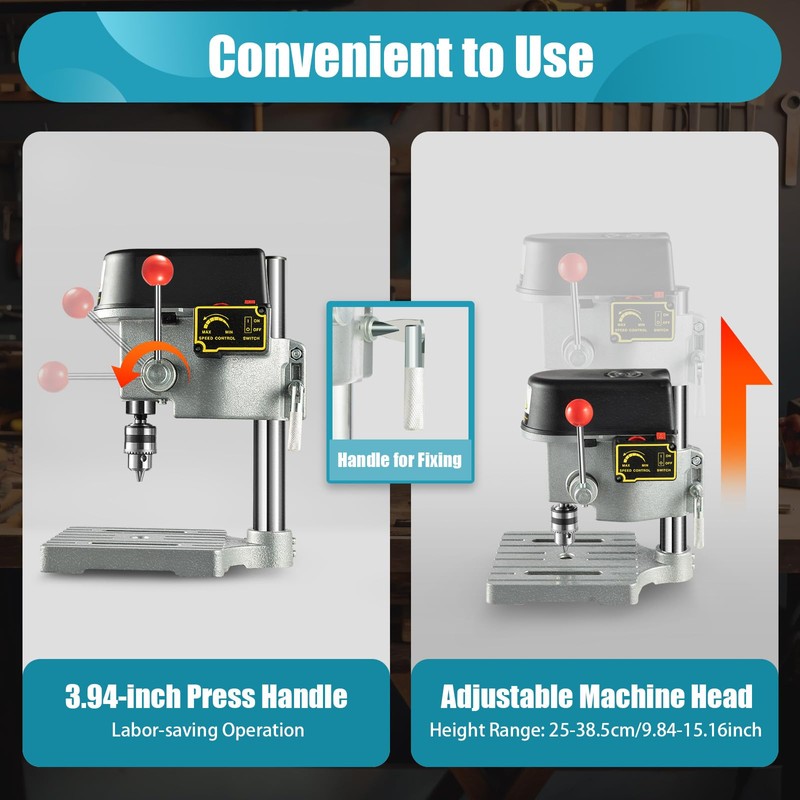 LIYUANJUN Mini Electric Drill Press, 340W Tabletop Drilling Machine 3