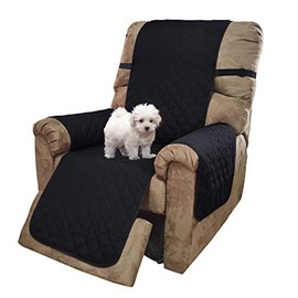U-NICE HOME Recliner Chair Covers Reversible Chair Cover Pet Covers for Dogs with Elastic Straps Water Resistant Diamond Quilted (23''Recliner Small, Black/Grey)