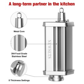 3 PCS Pasta Maker Attachments for All KitchenAid Stand Mixers, Pasta Accessories Including Pasta Roller, Fettuccine Cutter, and Spaghetti Cutter for Noodle Ravioli, 304 Stainless Steel,Cleaning Crush