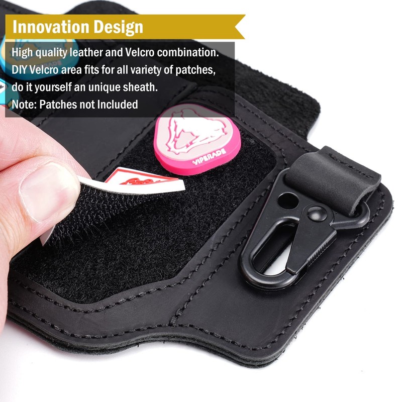 VIPERADE PL3 EDC Leather Sheath for Belt,Multitool Sheath with Velcro