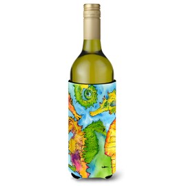 Caroline's Treasures 8546LITERK Seahorse Wine Bottle Beverage Insulator Beverage Insulator Hugger, Wine Bottle, multicolor