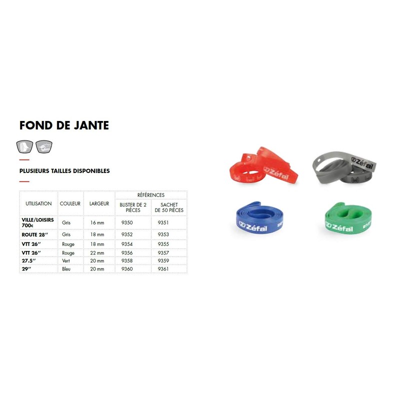 Zefal 9360 Soft PVC Rim Tape, 1.1 - 0.8 inches