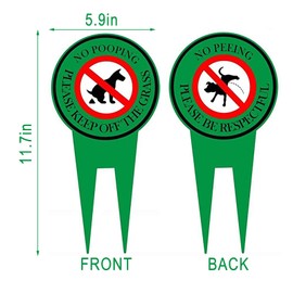 2 Pack Double Sided No Pooping Dog Sign No Peeing Dog Sign With Stake Stop Dogs From Pooping or Peeing On Your Lawn,Politely Reads:Please Be Respectful Thank You And Please Keep Off The Grass,12" x 6"