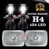 AQJ 2PC Black 4x6 LED Headlights Hi Lo Beam for
