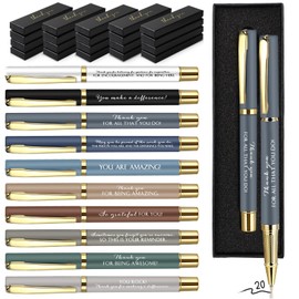 PerKoop 20 Sets Thank You Gifts Inspirational Ballpoint Pens with Gift Boxes Motivational Quote Pen Bulk Appreciation Gifts for Employee Team Teacher Coworker Nurse Gifts(Morandi Series,Thank You)