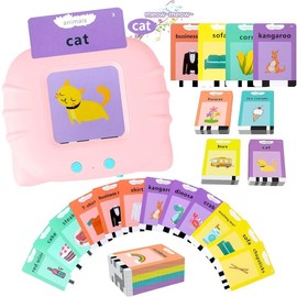 Talking Flashcards  for Toddlers 3-6 Years - Pocket Speech Learning Toys with 224 Sight Words for Interactive Montessori Learning bilingual flashcards:_Pink