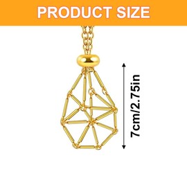 RDNKVB Crystal Holder Necklace Cage, Adjustable Empty Stone Gemstone Holder, Stainless Steel Crystal Cage Holder for DIY Necklace Jewellery (Gold)