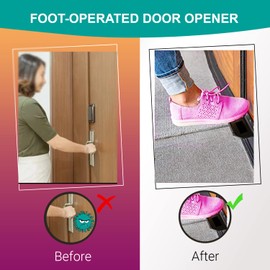 Foot Operated Sanitary Door Handle - Touchless Hands Free Door Opener, Quick and Easy-to-install DIY (Black Steel-1 Piece)