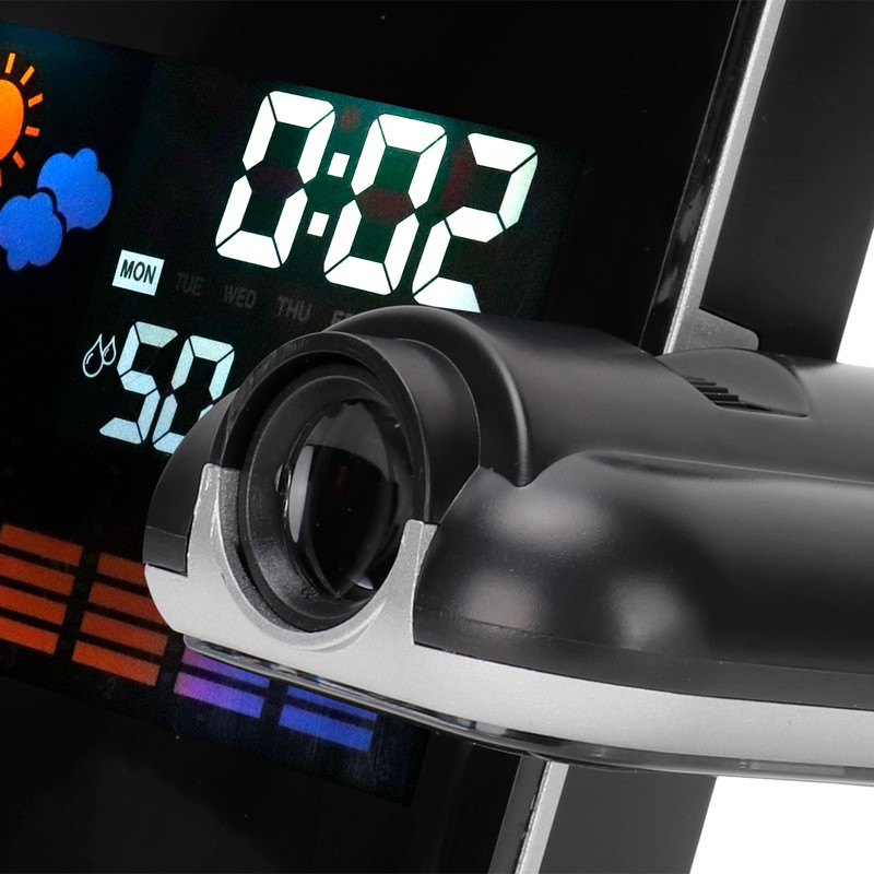 Indoor Projection LED Clock Thermometer Hygrometer Weather Forecast Snooze Perpetual