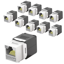 Cat6A Keystone Jack Toolless 10Pcs, Golded Plated Tool Free RJ45 Ethernet Jack, Stable Transmission