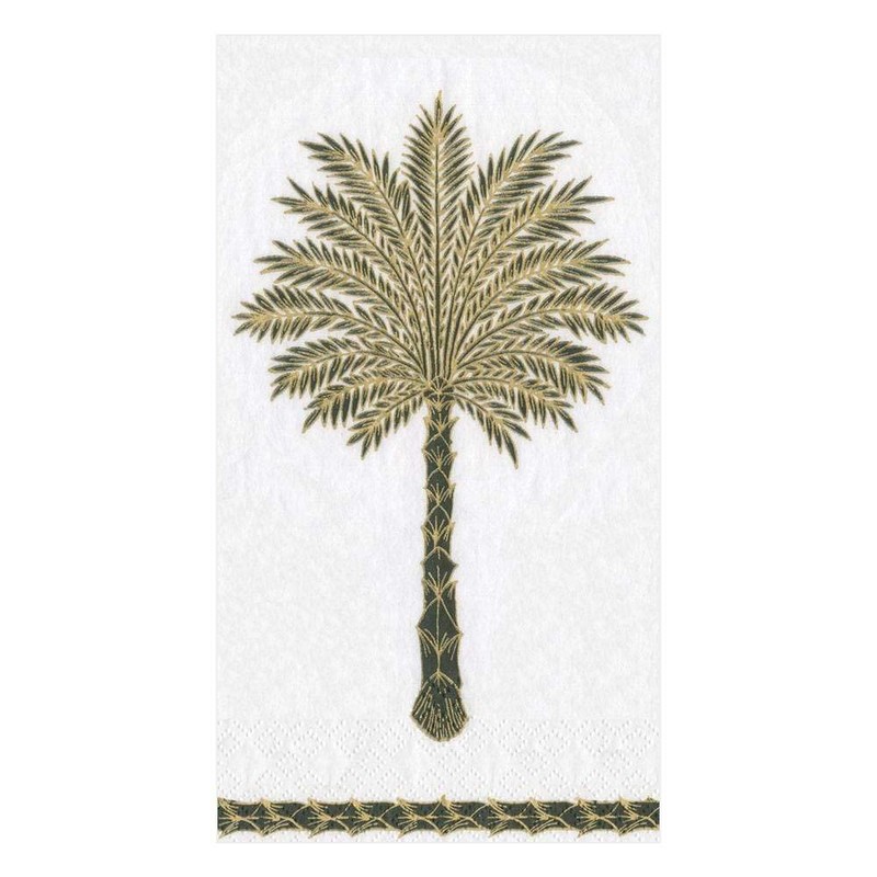 Caspari Grand Palms Paper Guest Towel Napkins in Black -