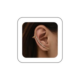 Andelaisi Boho Rhinestone Ear Climber Earrings - Gold Crystal Ear Cuff Vintage Cz Cuff Bling Cz Crystal Crawler Climber Earrings for Women