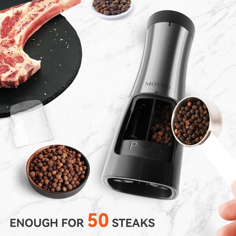 MOVNO 2 in 1 Electric Salt and Pepper Grinder Set,