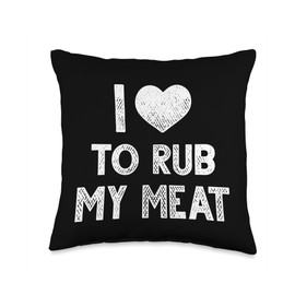 BBQ Smoker I Love To Rub My Meat Heart Throw Pillow