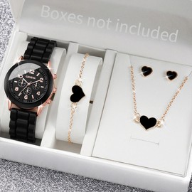 5/6PCS Women Watches Fashion Silicone Band Women Quartz Watches Jewelry Set Reloj Mujer Gi