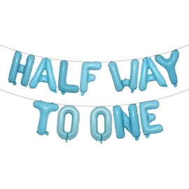 Half Way To One Balloons 1/2 Birthday Decorations 6 Months Half Way To One Birthday Party Half Birthday Party Supplies (HALF WAY TO ONE Light Blue)