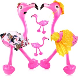 4 Pcs flamingo party decorations Inflatable Pink Flamingo with Hawaiian Costume Accessory Set for Hawaiian Party Decoration Outdoor Indoor Photo Props Summer beach Camps Birthday supplies