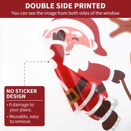 Vinsani 9 Sheets Christmas Window Stickers Double Side Printed Reusable PVC Door Wall Window Clings Xmas Santa Snowflake Reindeer Glass Decals for Christmas Holiday Decorations - Blitzen