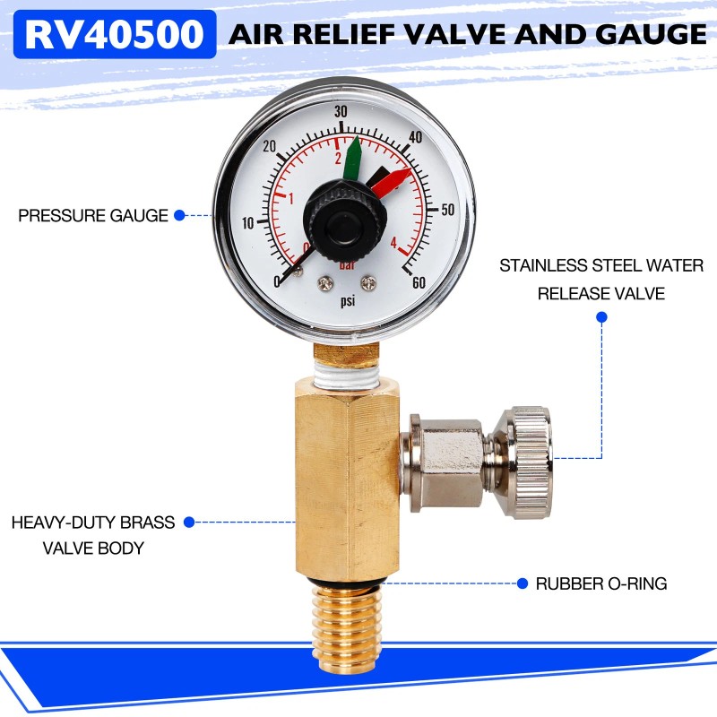 Zodiac Jandy Filter Pressure Gauge Air Relief Valve Assy For