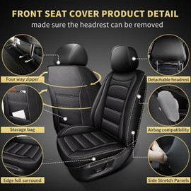 TTX LIGHTING Full Set seat Covers Fit for Hyundai Venue 2020-2024,Faux Leather Car Seat Covers Waterproof Automotive Black Cushion Protector(5 Seats)