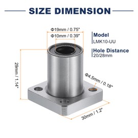 sourcing map LMK10-UU Linear Ball Bearings 10mm Bore 19mm OD 29mm Length Round Flange Nickel Plated with Screws for CNC Machine 3D Printer 2pcs