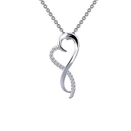 Lafonn Classic Sterling Silver Platinum Plated Lassire Simulated Diamond Necklace (0.17 CTTW)