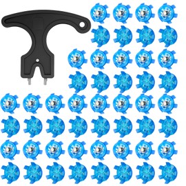 51 Pcs Golf Spikes Set 50 Golf Shoe Cleats Replacements Kit with 1 Black Cleats Spanner Metal Thread Screw 6 mm Dia for Lawns or Courses