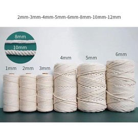 Arightmu 6MM 50M Natural Cotton Rope Cord for Macrame, DIY Crafts, Home Decor - Durable Handmade Twisted Rope, Eco-Friendly & Non-Toxic (6MM-50M)