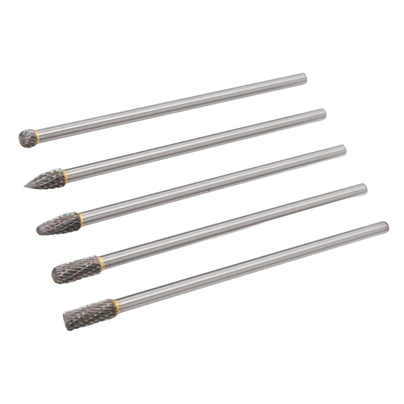 5pcs Rotary Tool Carbide Burr Set 150mm Double Grain Long