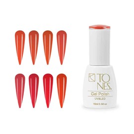 TONES Gel Polish Kit 8 Colors x 0.56 fl oz Fiery Reds Uv Led Blossom Gel Gel Polish Kit Nail Art Manicure