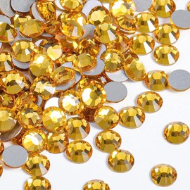 SREGIT Rhinestone Nail Parts, Glittering Glass, Nail Decoration, Large Capacity (SS20/Approx. 4.7mm, Gold Yellow)