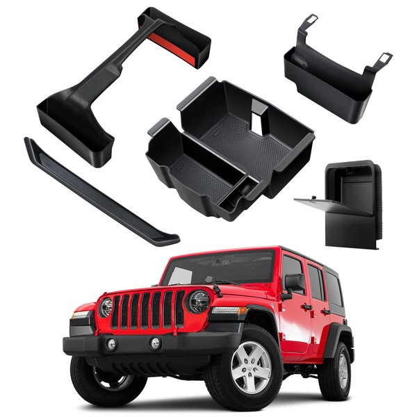 BANKKY 5PCS Center Console Organizer for 2024 2025 Jeep Wrangler