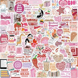 200Pcs Pink Bookish Stickers, Reading Stickers for Kindle, Funny Bookish Smutty Stickers, Vinyl Waterproof Booktok Aesthetic Decal for Laptop Computer Phone Water Bottle