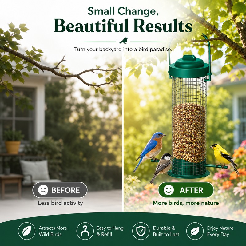 Outdoor Hanging Bird Feeder with Multiple Feeding Holes – Large