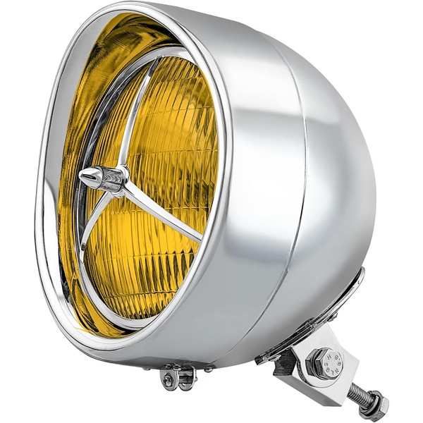 FATECIM 7" LED Motorcycle Headlight with Tri Bar Visor Amber