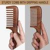 Wooden Comb, Wide Tooth Comb for Scalp Massage & Distribute